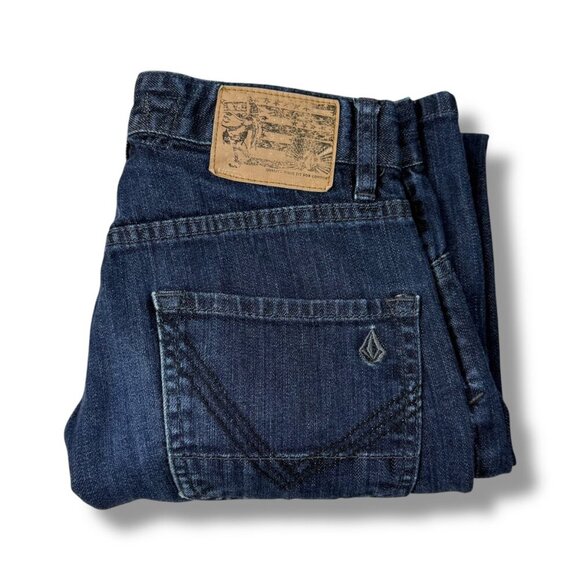 Volcom Mens Blackhart Jeans Size 28x29 Relaxed Fit Dark Wash Denim Straight-Leg - Picture 2 of 14